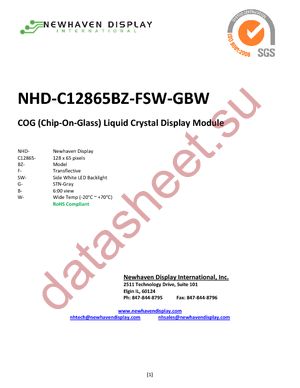NHD-C12865BZ-FSW-GBW datasheet  